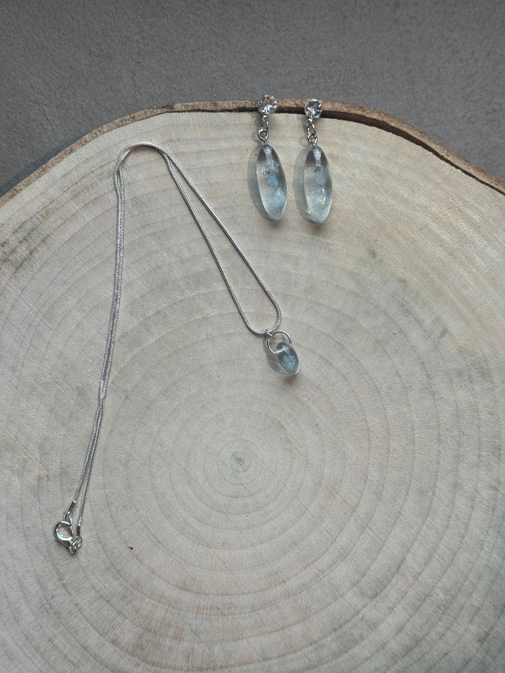 Set Collana & Orecchini in Acquamarina – chakra della gola - Eleganza e Armonia