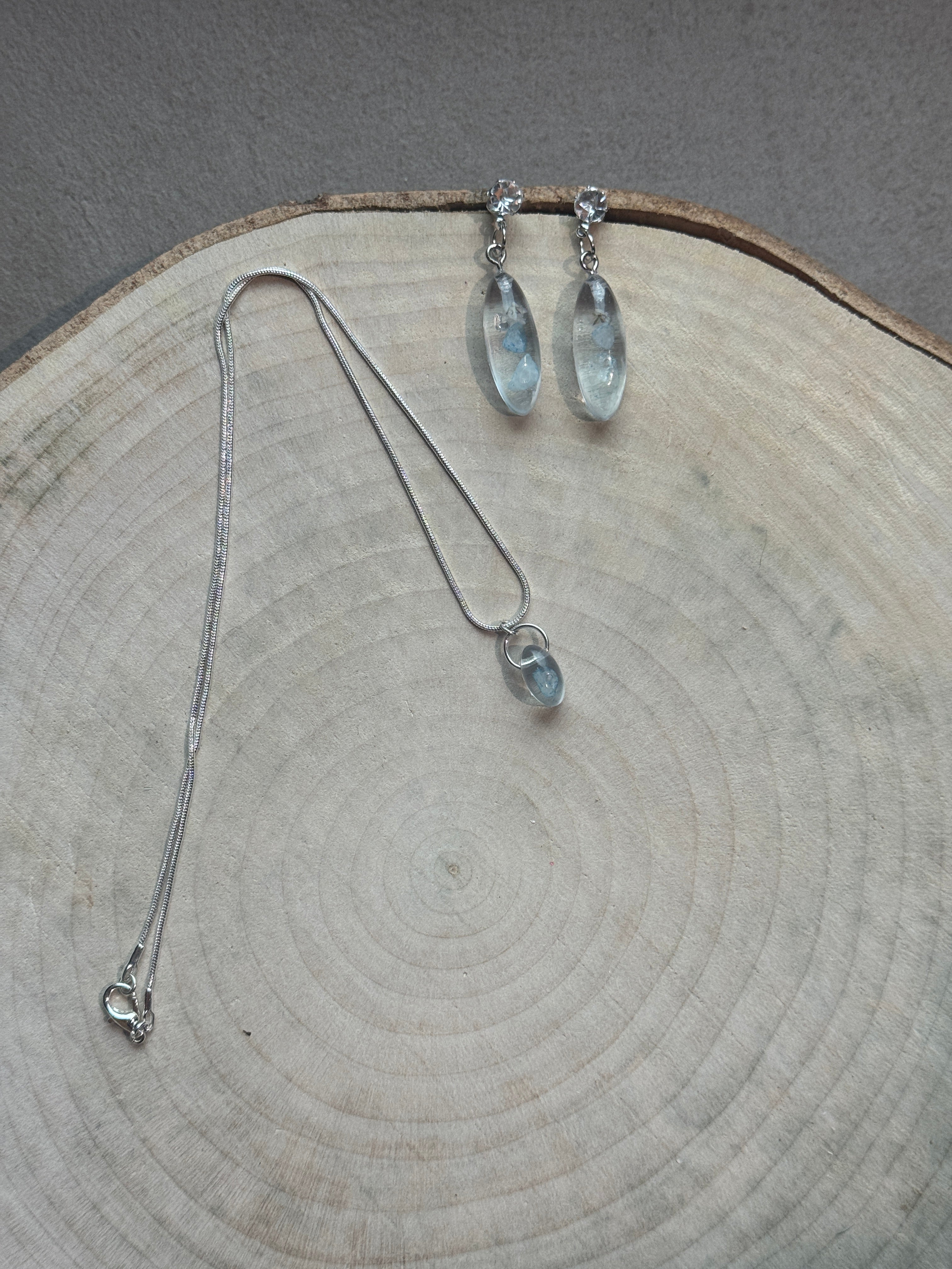 Set Collana & Orecchini in Acquamarina – chakra della gola - Eleganza e Armonia