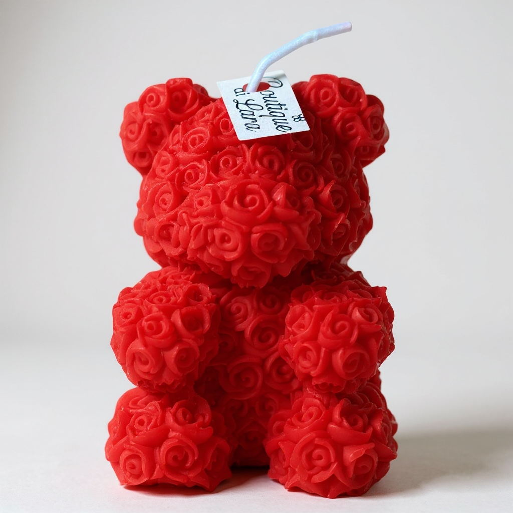 CANDELA ORSETTO DI ROSE ROSSO – AMORE, TENEREZZA E REGALO SIMBOLICO