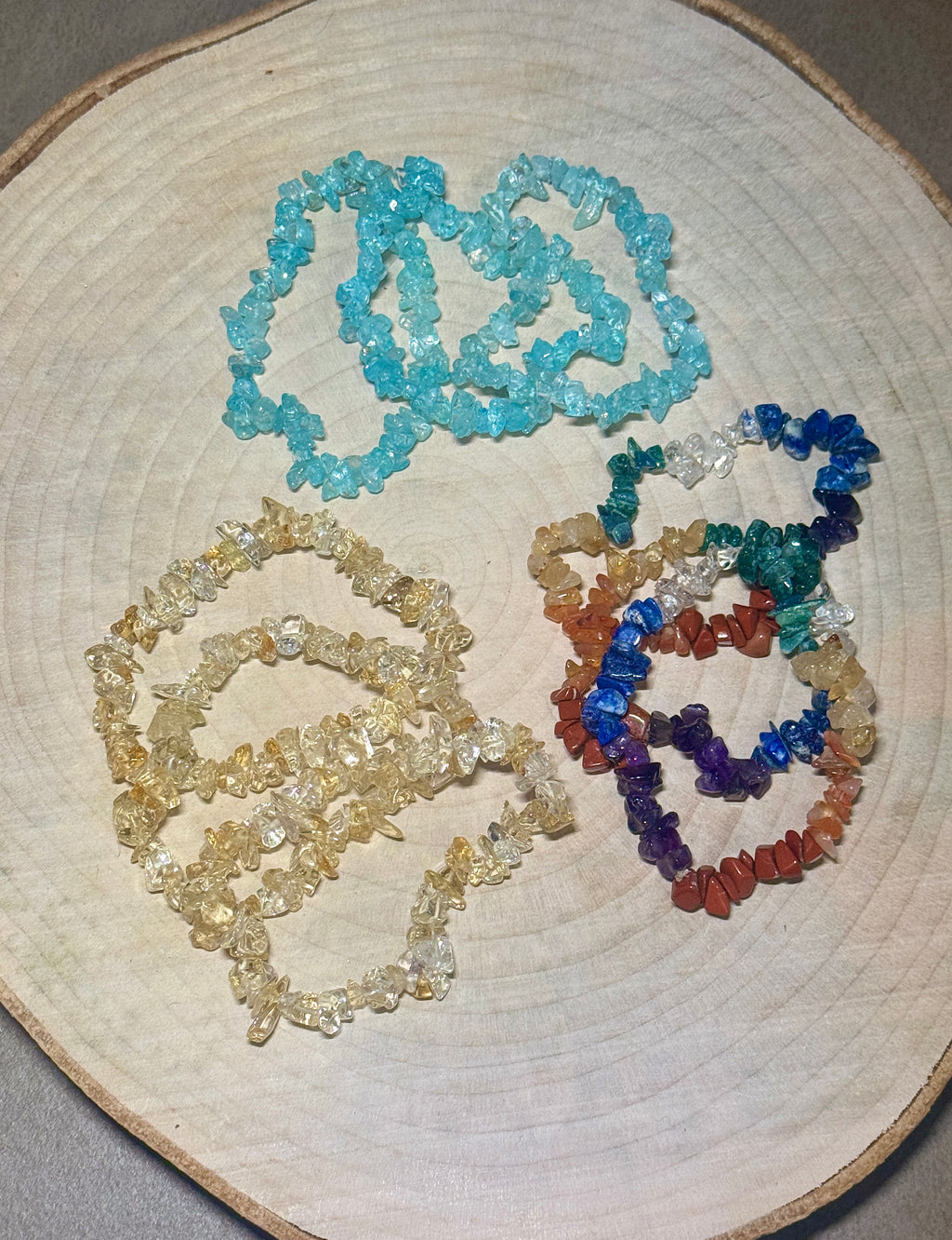 Bracciali con cristalli di acquamarina, citrino 7 chakra