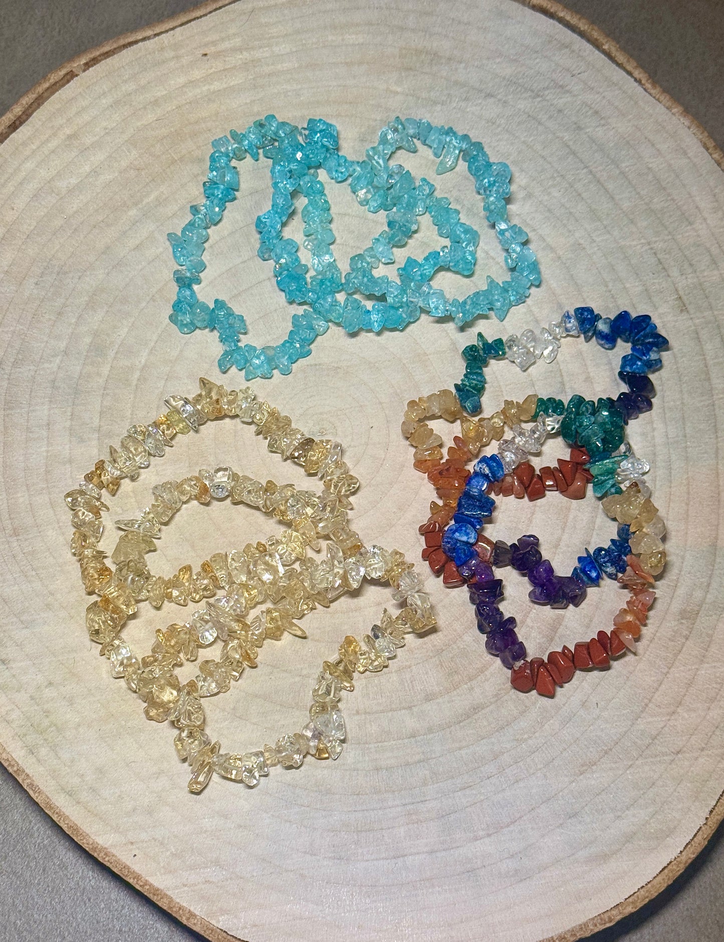 Bracciali con cristalli di acquamarina, citrino 7 chakra