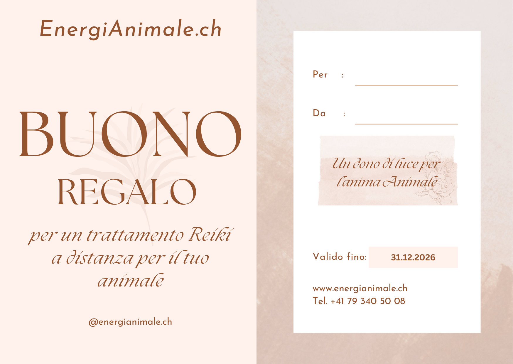 BUONO REGALO 🌿 1 Seduta Reiki per animali 🌿 (a distanza)