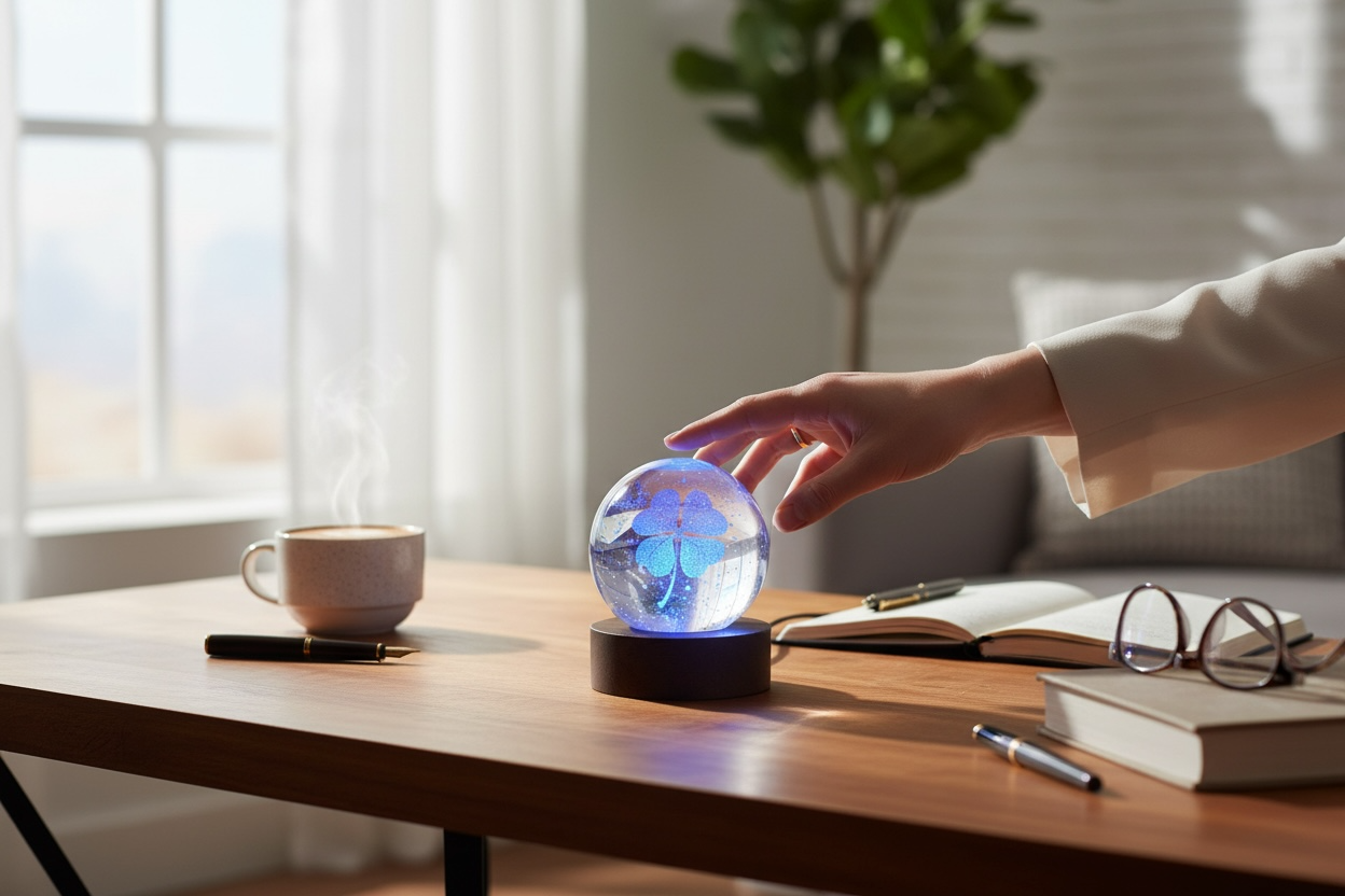 Sfera luminosa con Quadrifoglio 3D
– Luce LED Cambiacolore