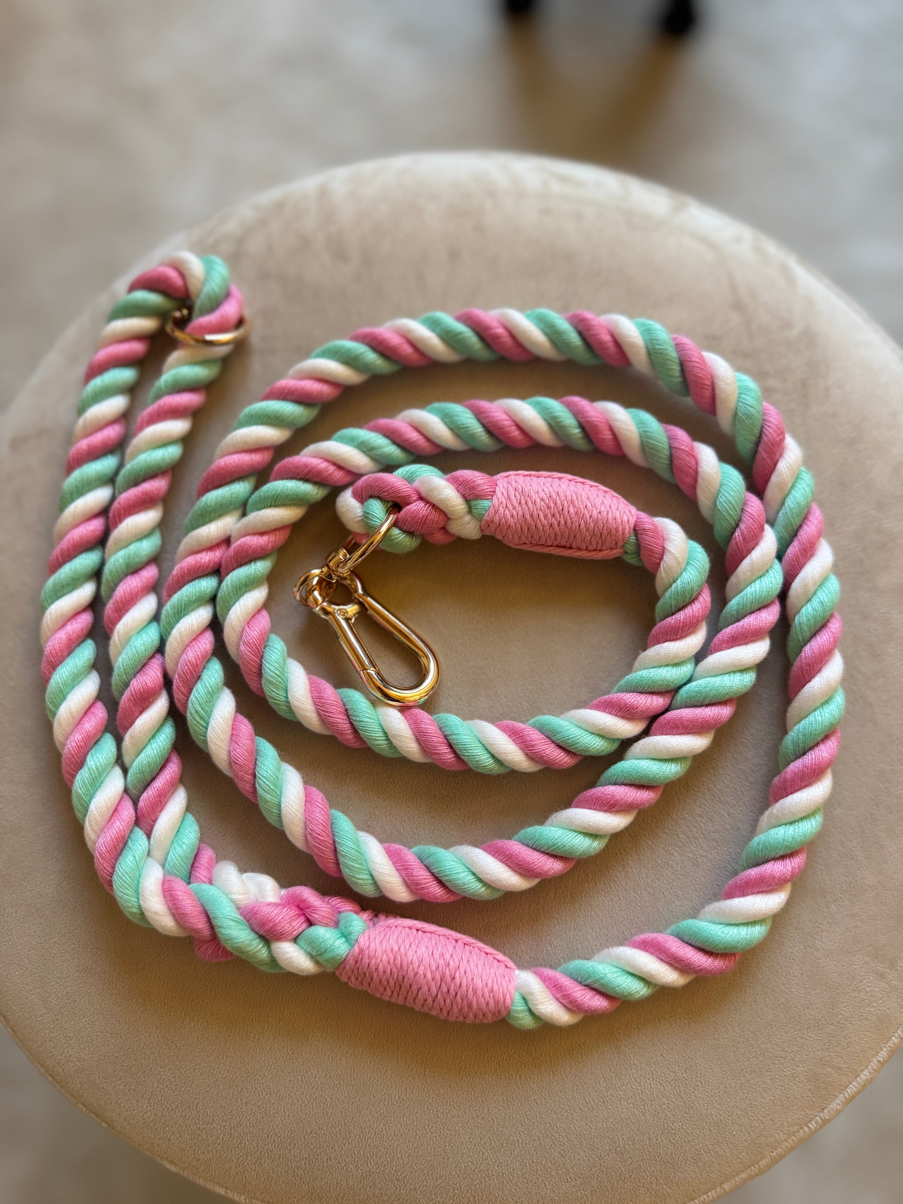 Guinzaglio per cani in cotone intrecciato a mano