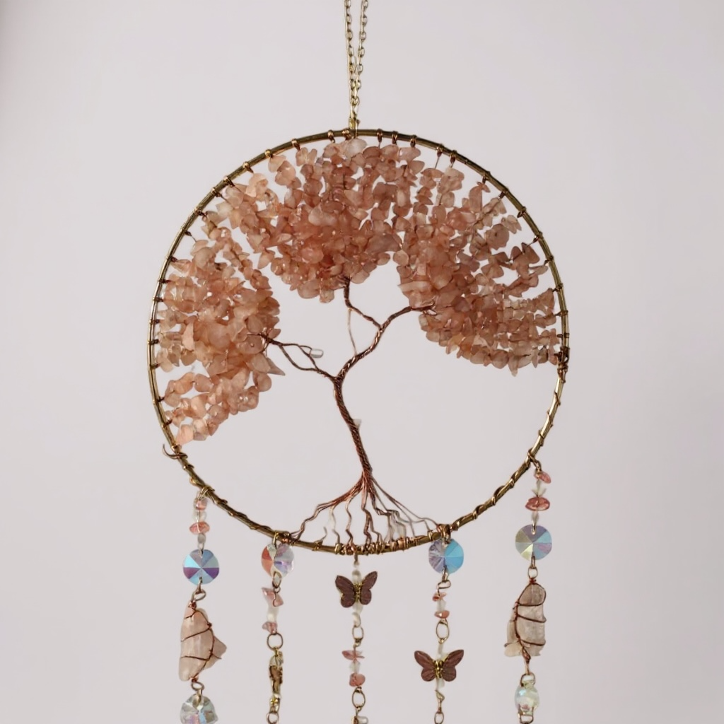 ACCHIAPPASOGNI ALBERO DELLA VITA IN QUARZO ROSA – AMORE, PROTEZIONE E ARMONIA