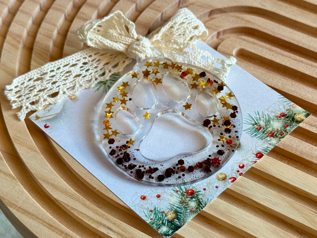 🎄 Zampa di Natale – Decorazione in Resina con Stelle Dorate ✨
