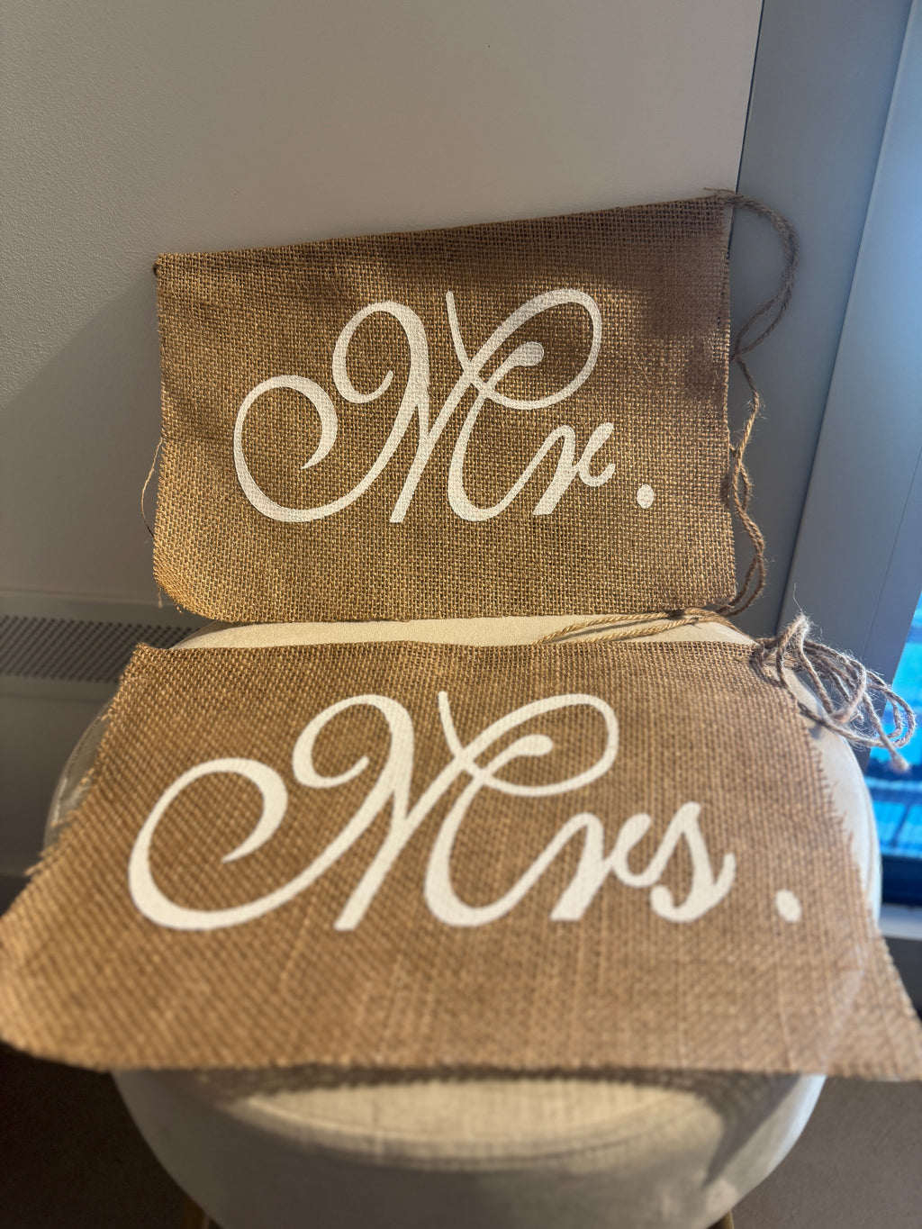 Set “Mr & Mrs” in Juta – Decorazione Matrimonio