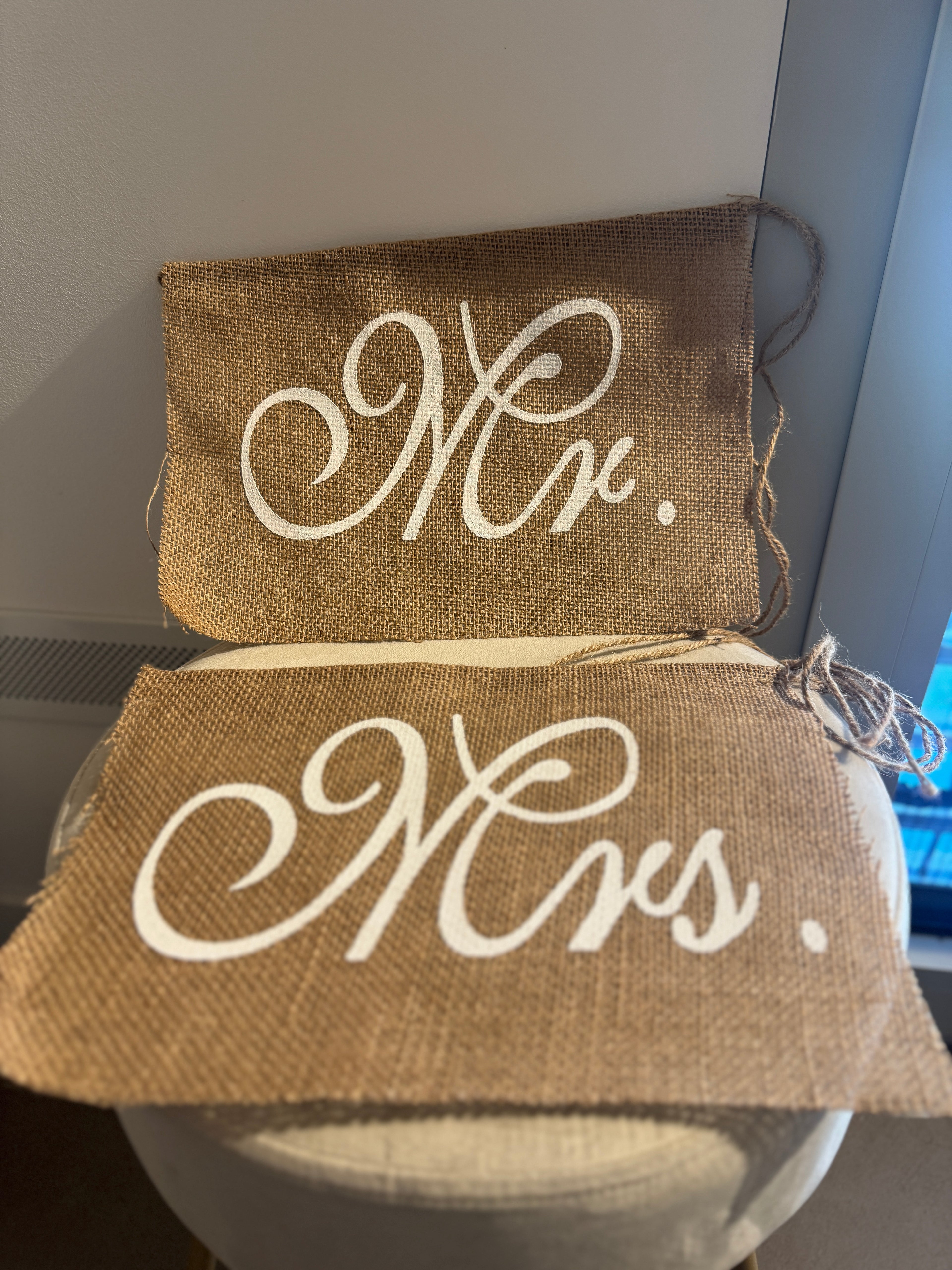 Set “Mr & Mrs” in Juta – Decorazione Matrimonio