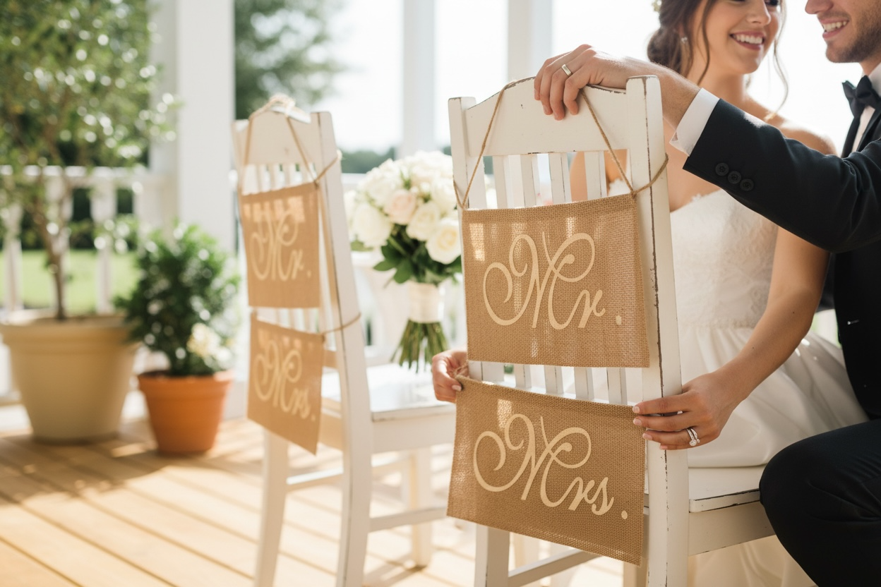 Set “Mr & Mrs” in Juta – Decorazione Matrimonio