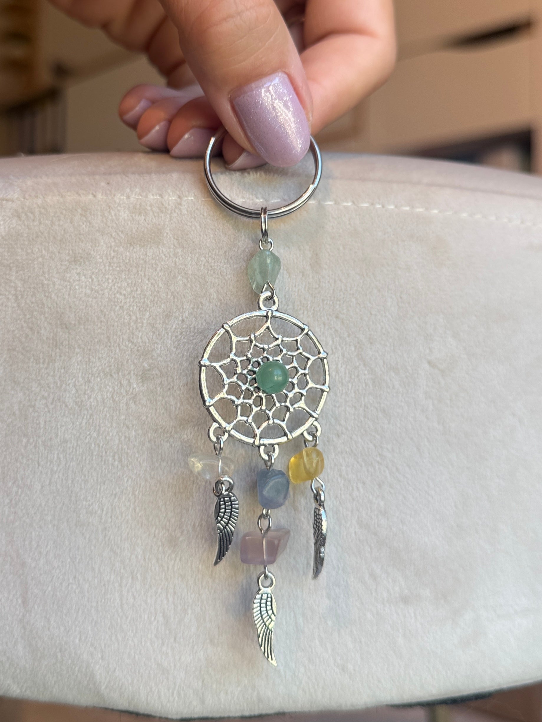 Portachiavi con Acchiappasogni e Cristalli