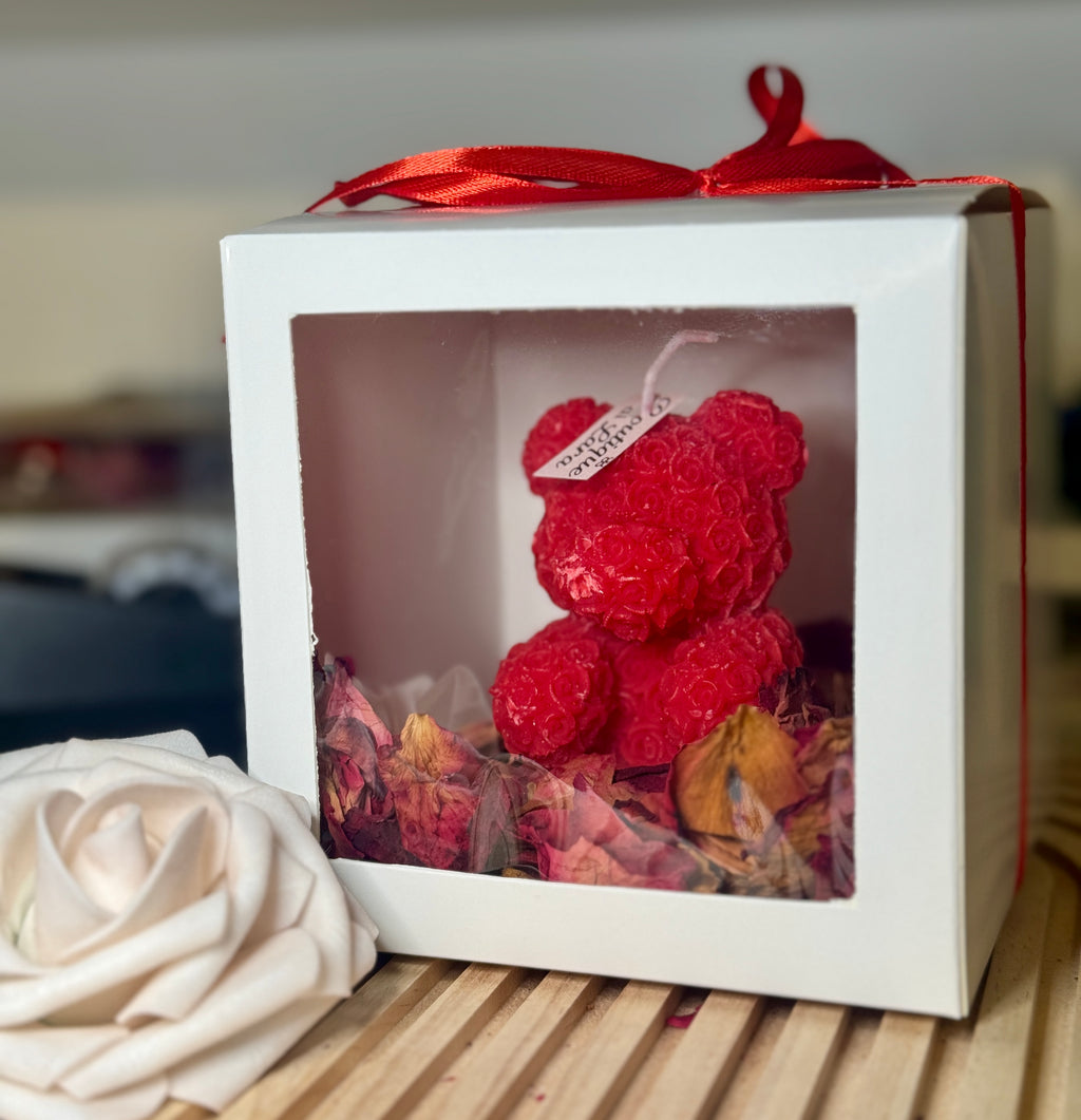 Candela Orsetto di Rose Rosso – Amore e Dolcezza