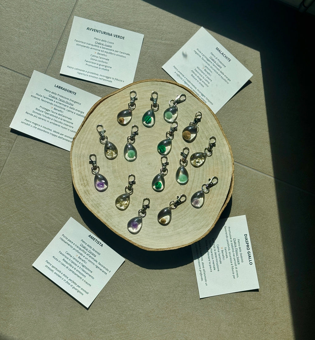 Charm Energetico per Collare – Avventurina, malachite, diaspro, ametista, labradorite