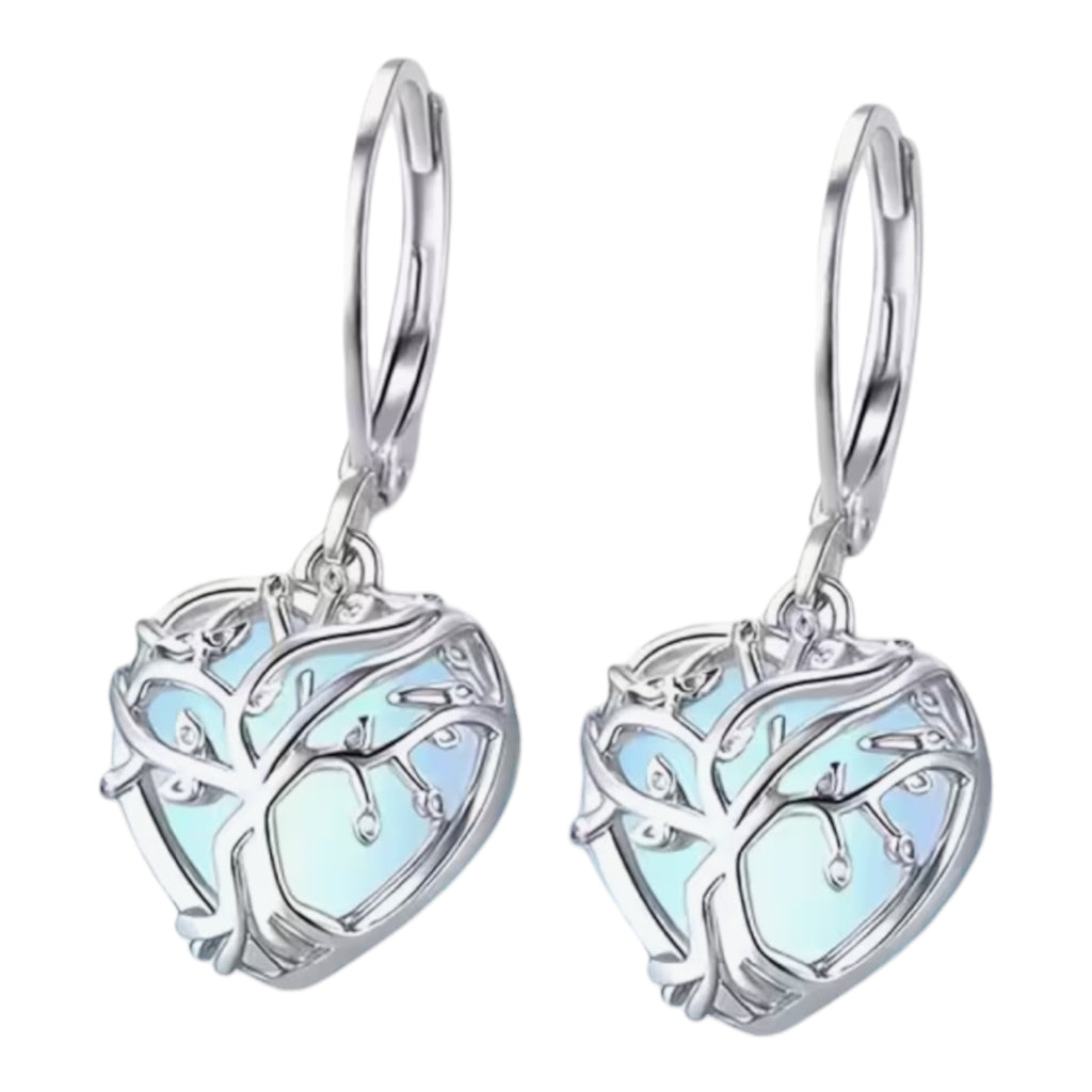 Orecchini Albero della Vita in Argento 925 con Pietra di Luna – Eleganza Boho