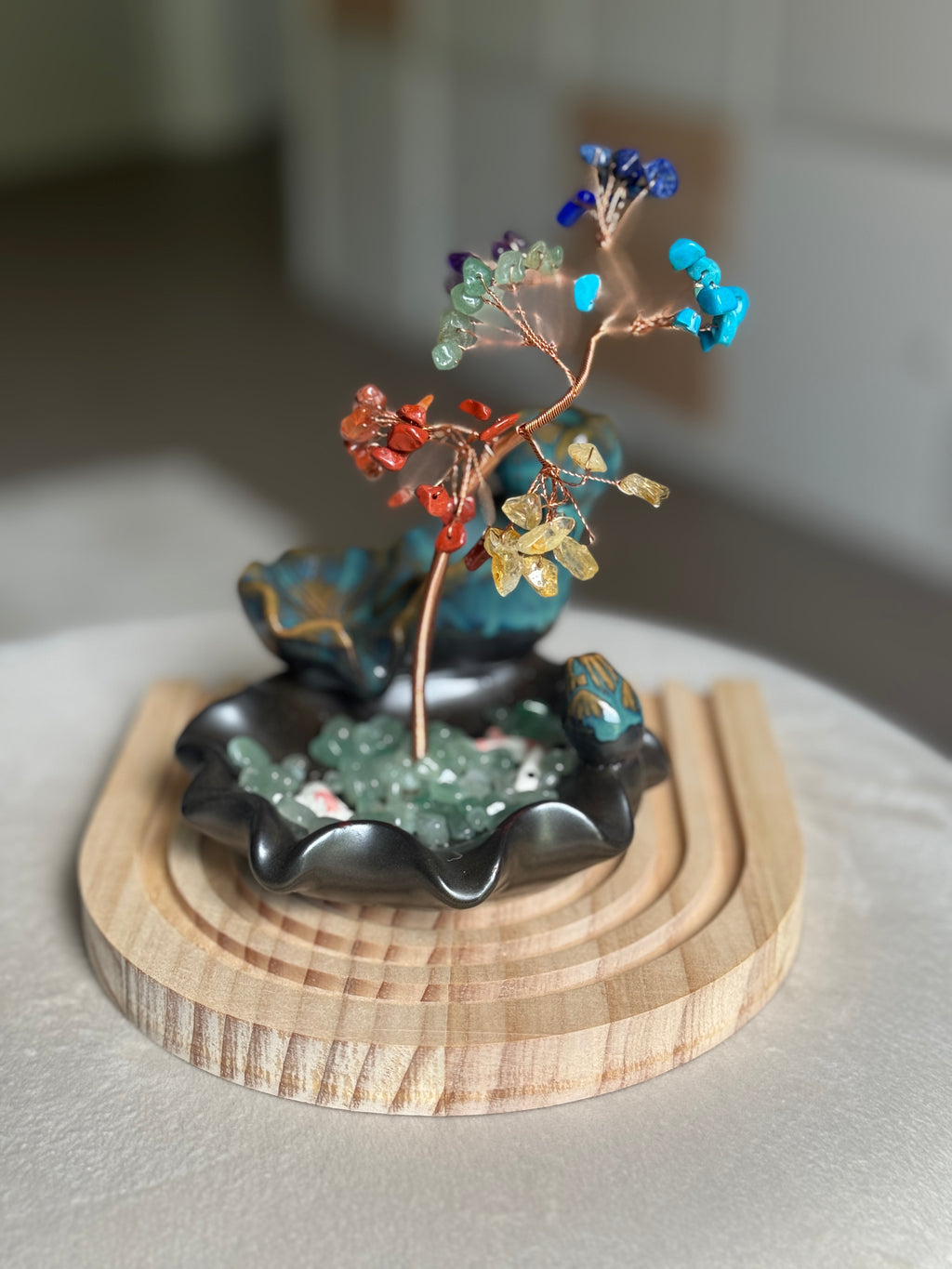 Bruciatore di Incenso con Albero dei Cristalli