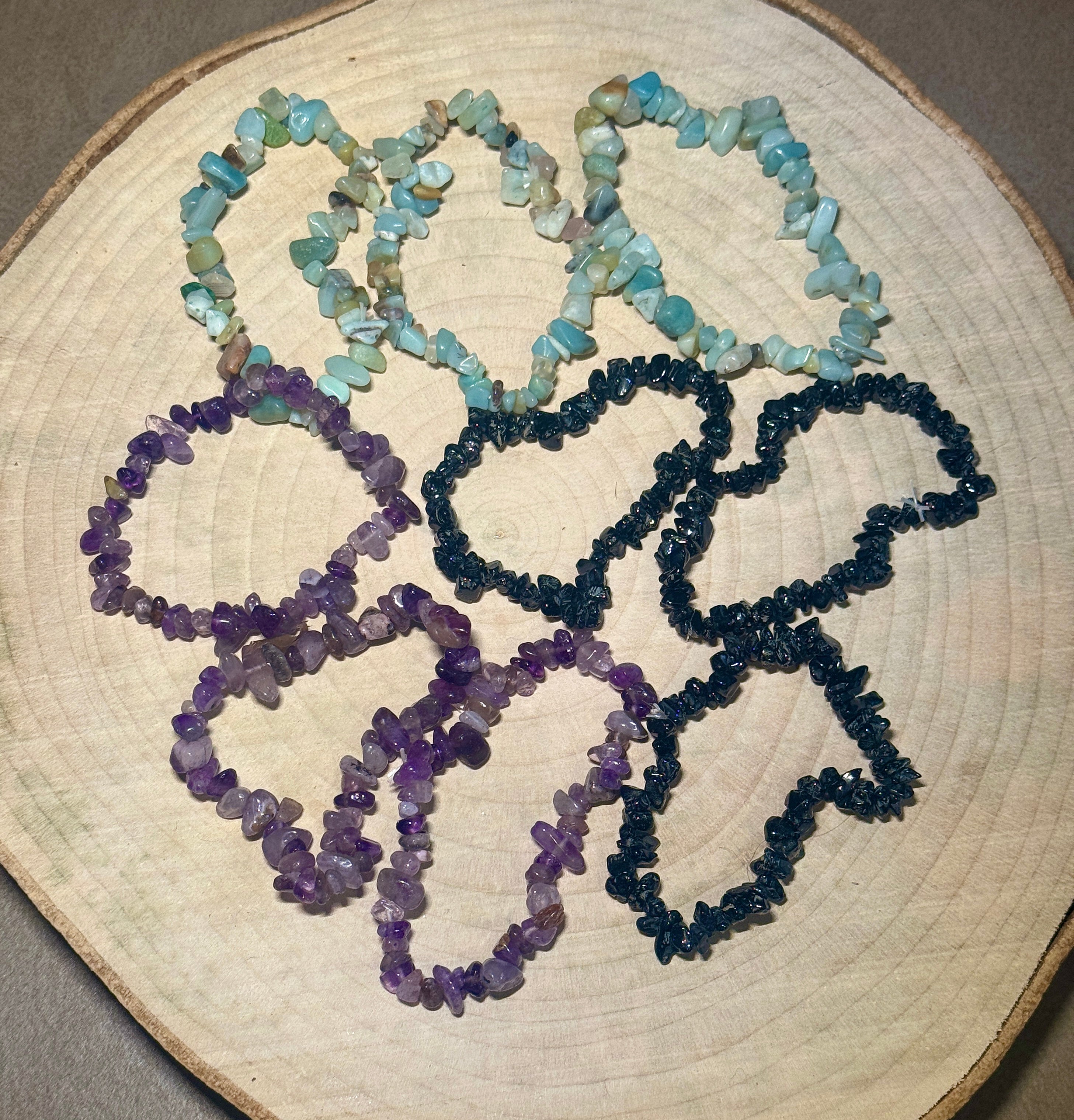 Bracciali con Cristalli di  amazzonite, ametista e tormalina