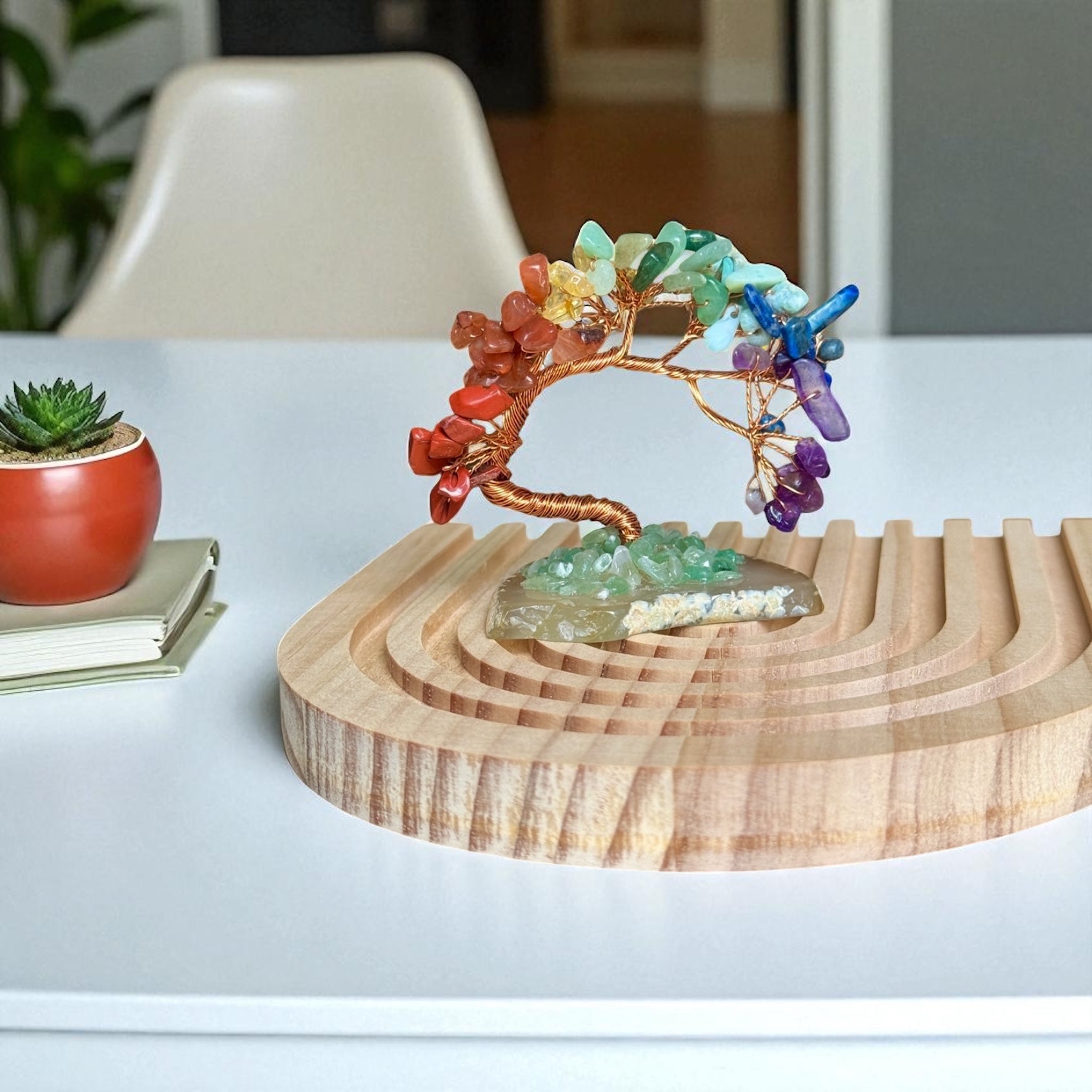 Albero della Prosperità in Cristallo Reiki – 7 Chakra con Base in Agata