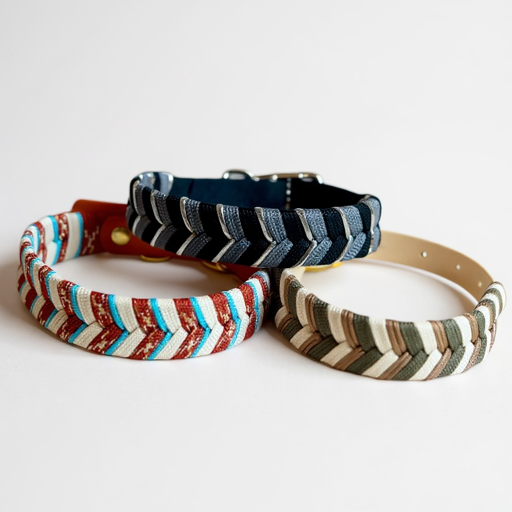Collare per cani intrecciato regolabile (32–42 cm)