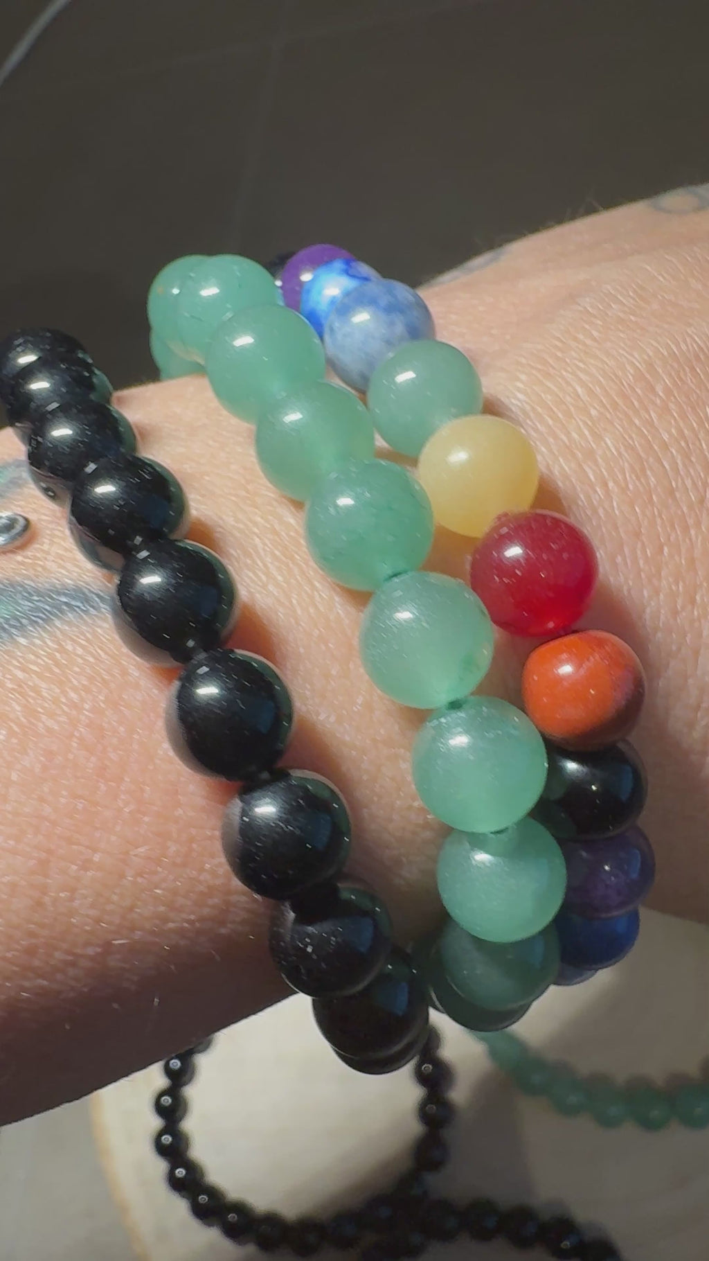 Bracciali con Cristalli di Avventurina, Tormalina e 7 chakra